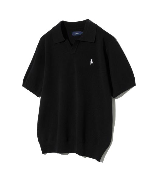 COMFORT COOL SLIT NECK POLO KNIT BLACK