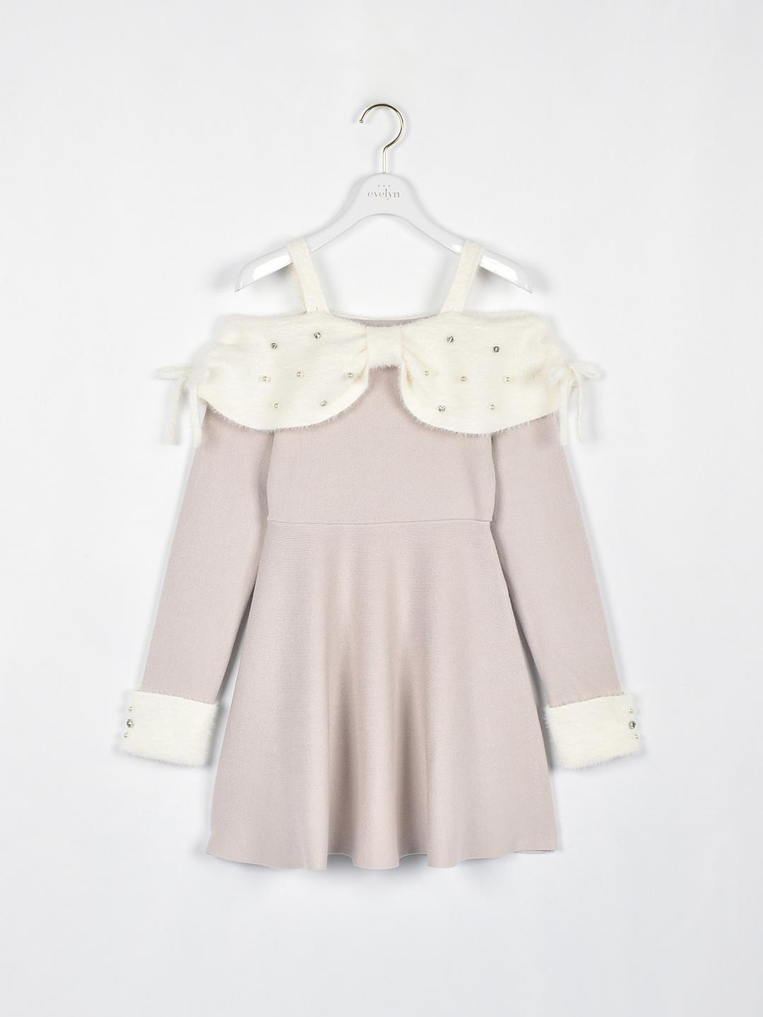 リボンオフショルミニワンピース