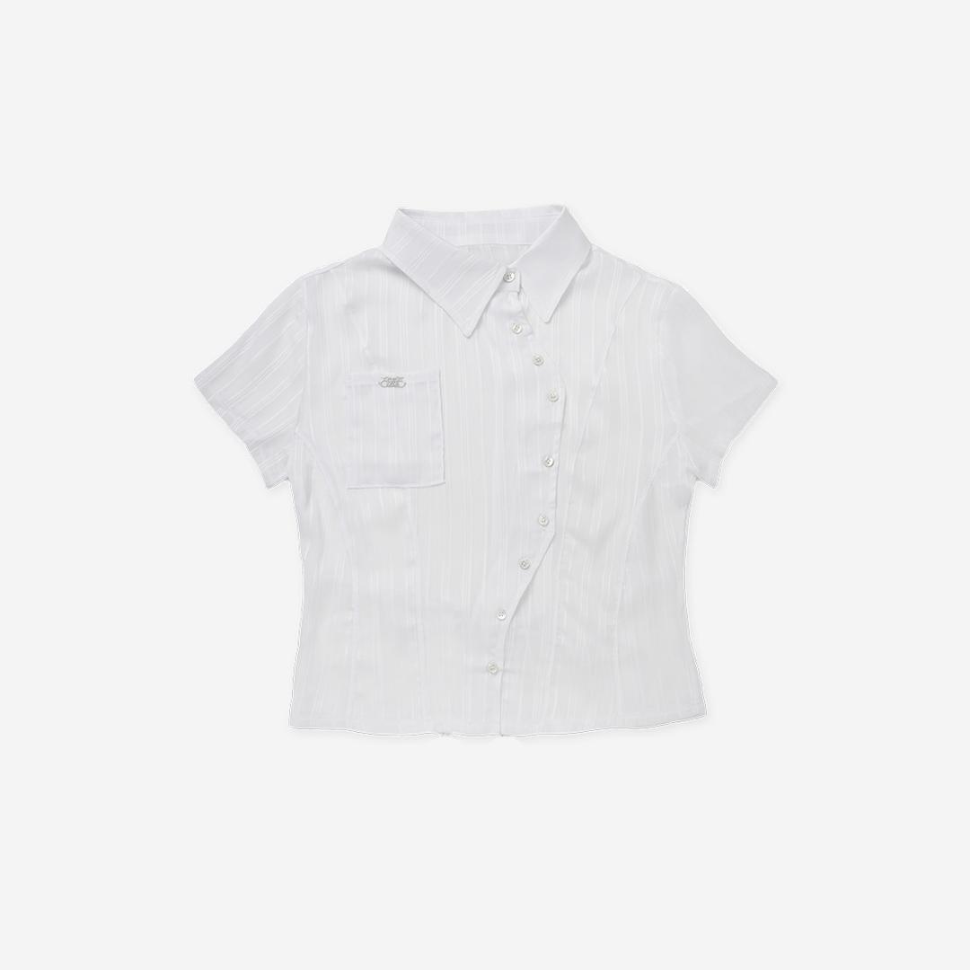 ASYMMETRIC STRIPE SHIRTS [WHITE]