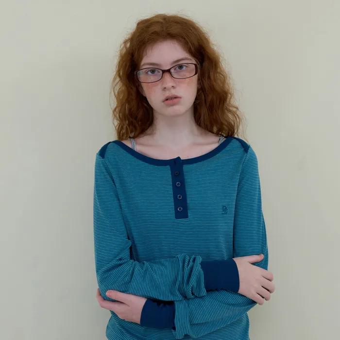 [11월 14일 예약발송]227. Boatneck Stripe T _ Blue