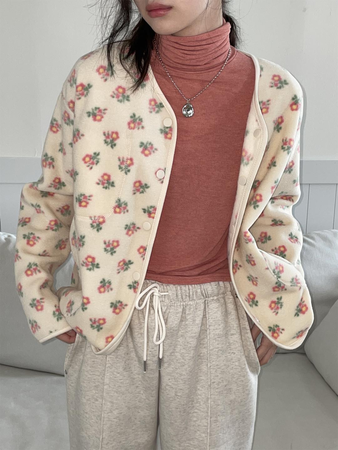 flower fleece warm jacket