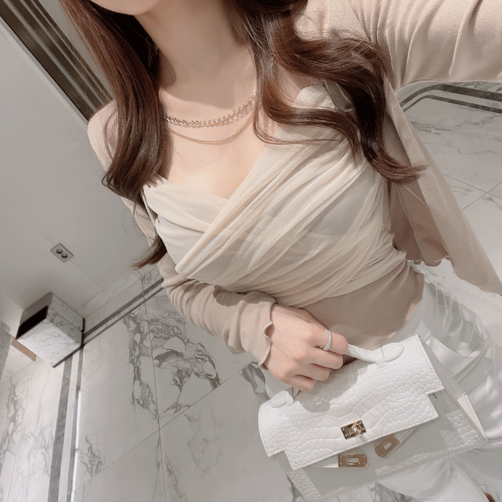 시스루 셔링 나시 가시건 세트 / 3 color