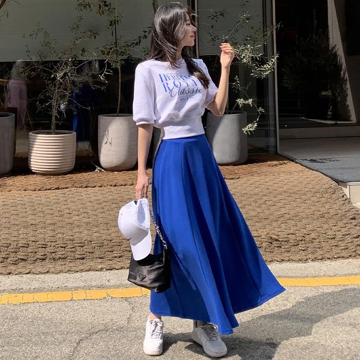 헤리티지 맨투맨 롱 스커트 세트