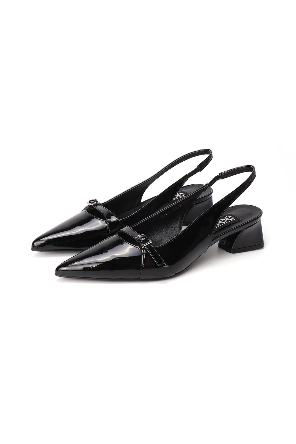 JENNY BUCKLE STILETTO SLING-BACK [BLACK]