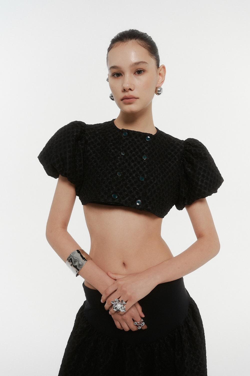 CROP PUFF BLOERO JACKET  -Black-