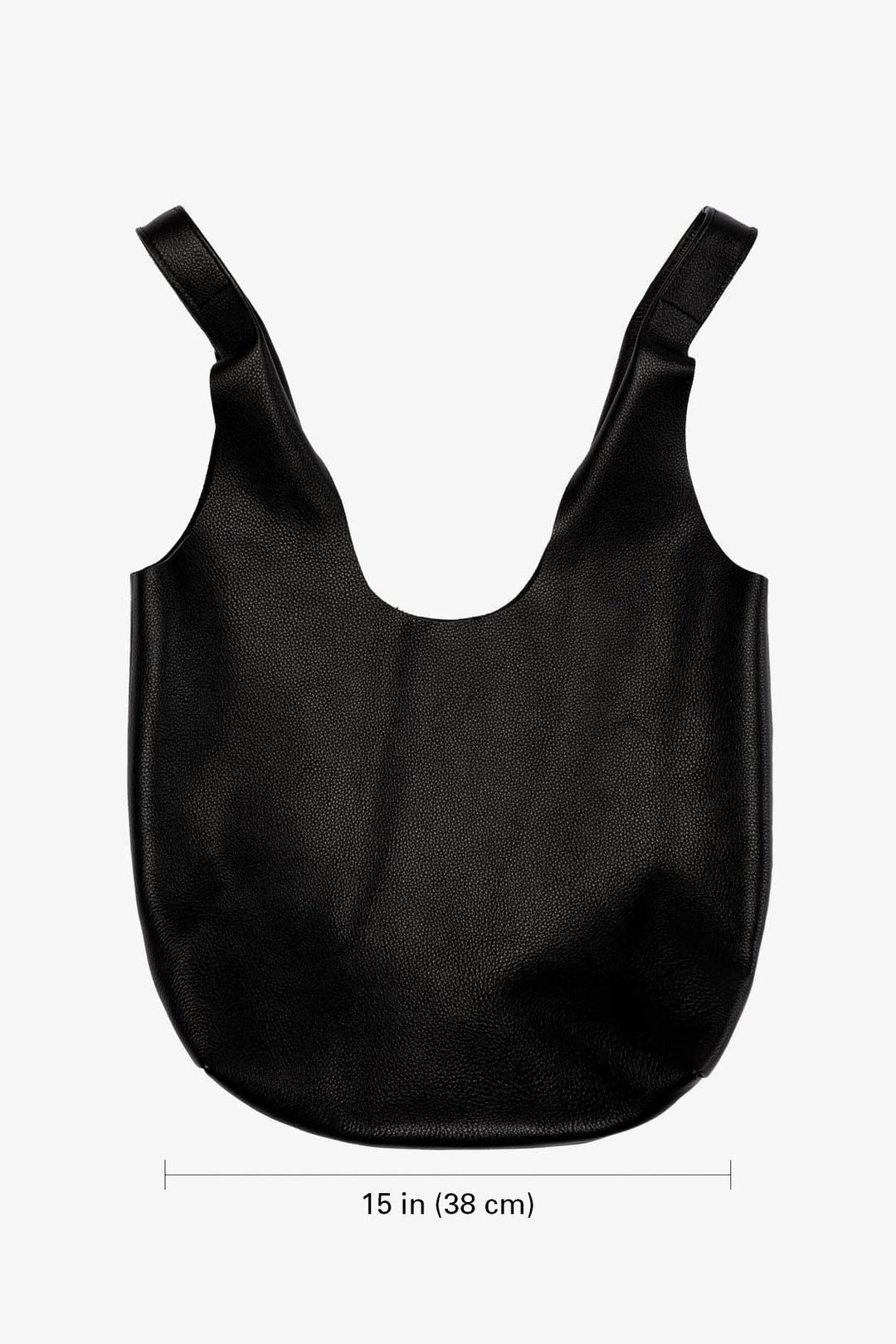 RLH3406 - Monochromatic Leather Shopping Bag - Black / OS