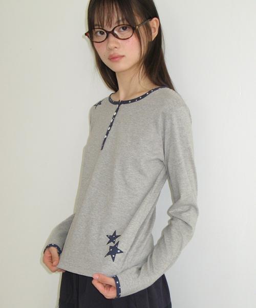 STAR PATCH BLOCKING HENRYNECK LONG SLEEVE GREY