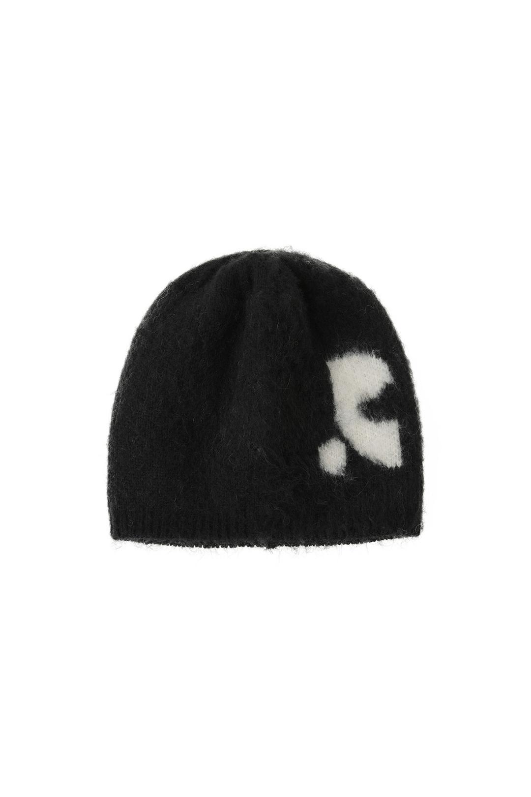 MOHAIR JACQUARD BEANIE - BLACK