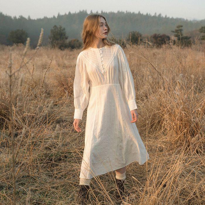 BIANA shirring laced dress_WHITE