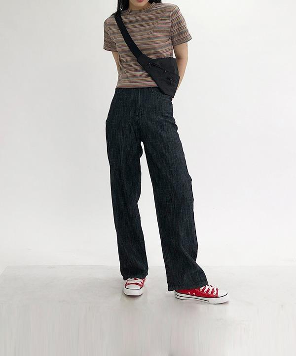 [자체 제작] 생지 린넨 와이드 데님 팬츠 [무배]