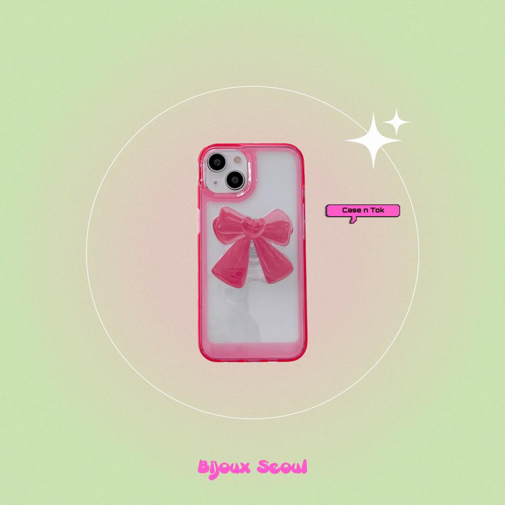 핑크리본 케이스 그립톡 세트(iPhone)