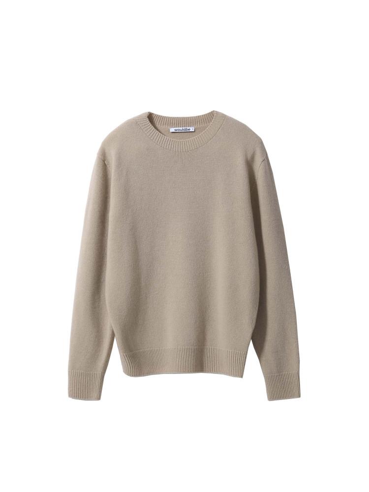 우드비 울 캐시미어 크루넥 니트 샌드베이지 (Wouldbe Wool Cashmere Crewneck Knit Sand Beige)