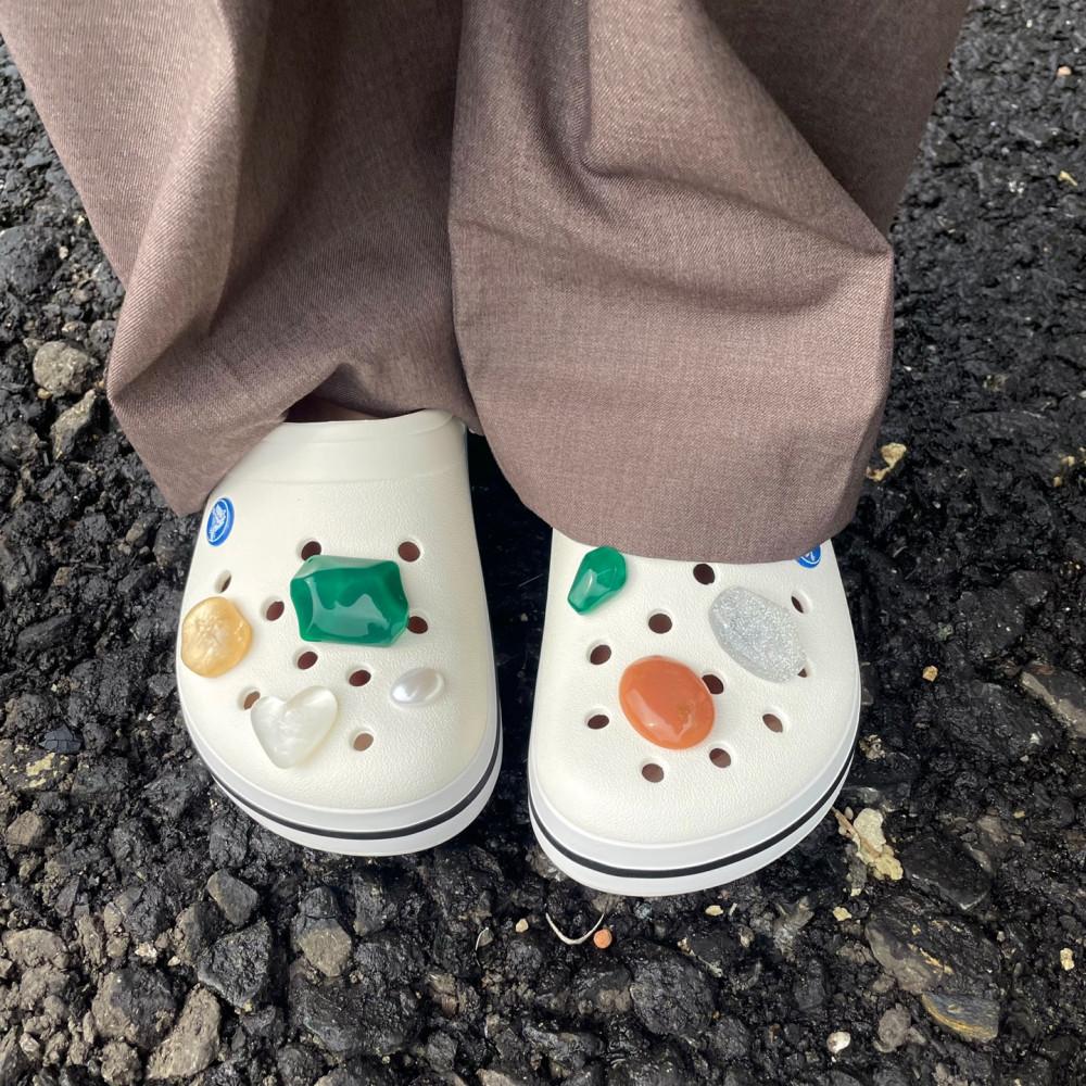 클래식 카라멜그린 진주 신발꾸미기 장식브로치 세트 유니크악세사리 잡츠 여름패션 하트원석