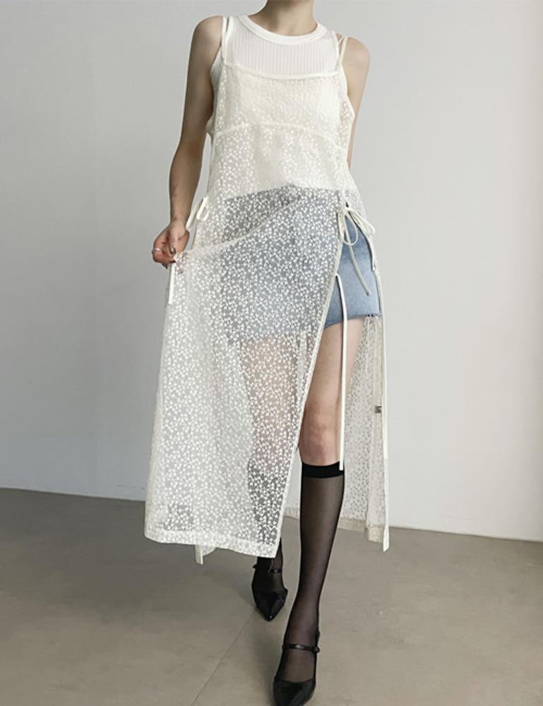 베이 레이스 뷔스티에 리본 롱원피스 [3color]