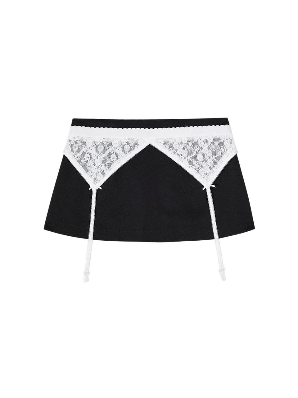 LACE BRALETTE & SKIRT PANTS SET_BLACK