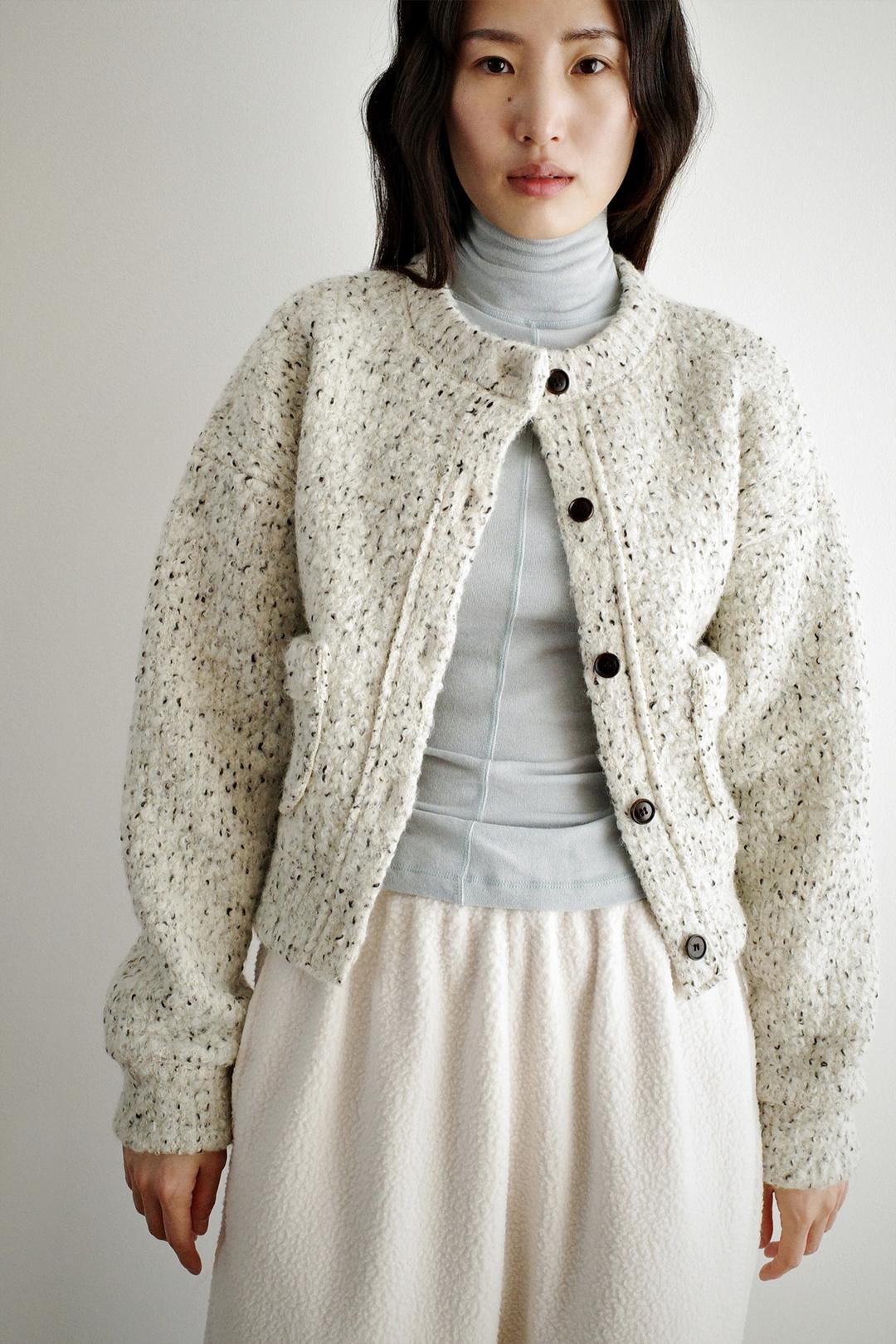 Boucle wool cardigan, Oatmeal