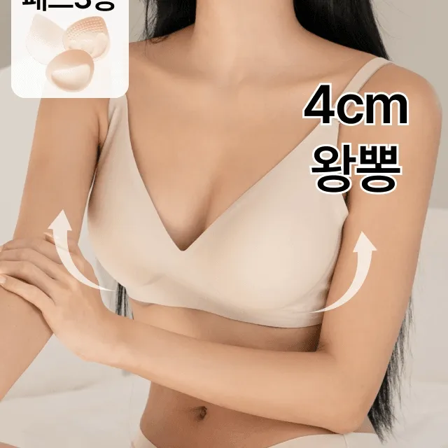 [🚀당일출고/3종패드증정] [힐링] 스탠다드 심리스 왕뽕브라set 무봉제 노라인 노와이어 볼륨업 푸쉬업 옆볼륨보장 들뜸제로 편한 인생심리스 여성속옷추천