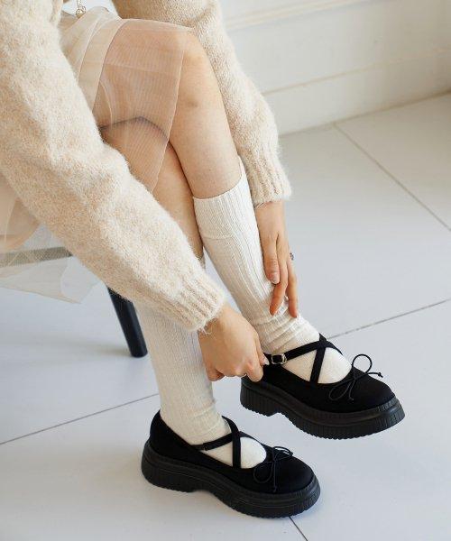 Charlie 리본 메리제인 플랫폼 로퍼 5cm -SA8006 (2color)