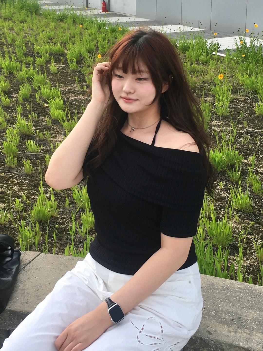 [2 사이즈] 라엘 홀터 반팔 오프숄더 (3 color)