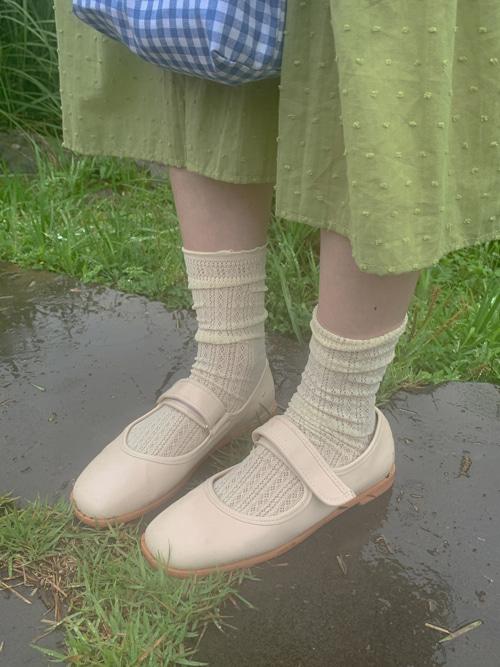 CORA SIMPLE MARI JANE SHOES(IVORY, BEIGE, CHECK, BLACK 4COLORS!)