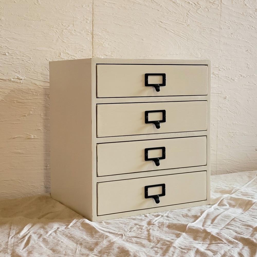 [소이로] 크림화이트 빈티지 사무실 책상 테이블 소품 수납함 서랍장 정리함