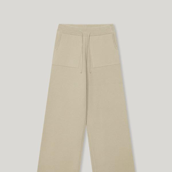 Soft Cotton Knit Pants [Light Beige]
