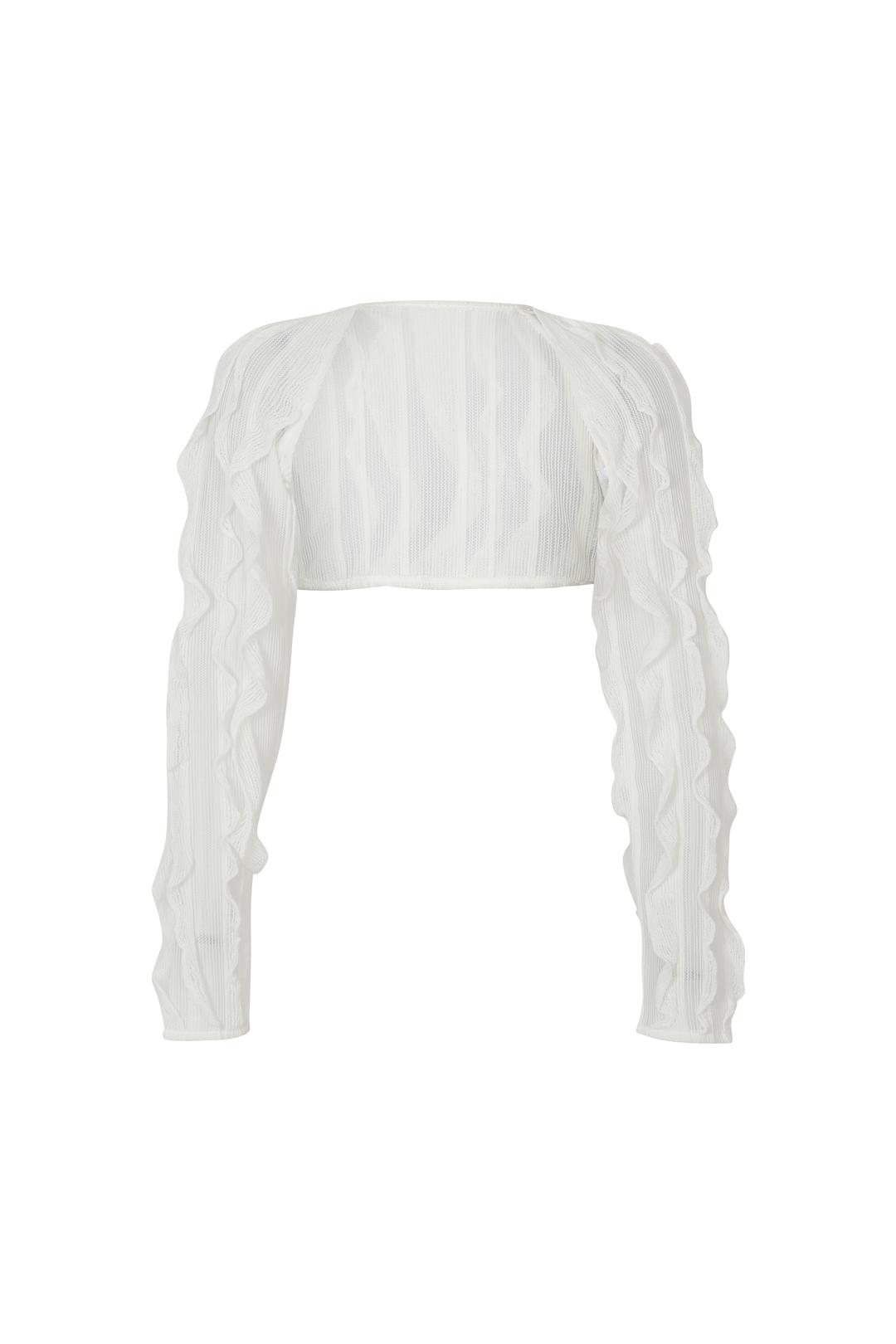 FRILL BOLERO CROP CARDIGAN [WHITE]