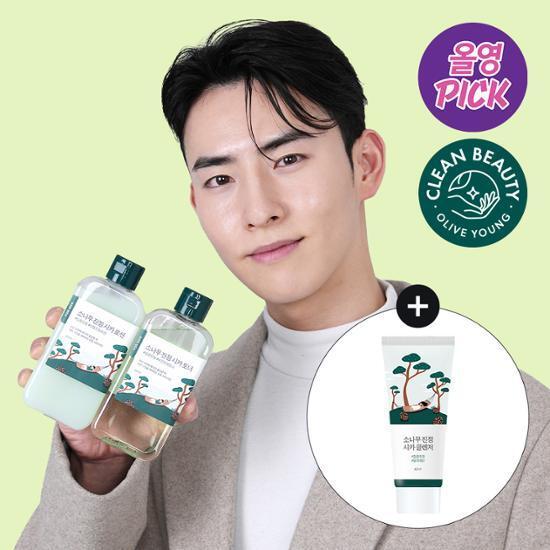 [관리는하고살자PICK+리뷰이벤트] 라운드랩 포 맨 소나무 진정 토너/로션 2종세트(+클렌저 40ml 증정)