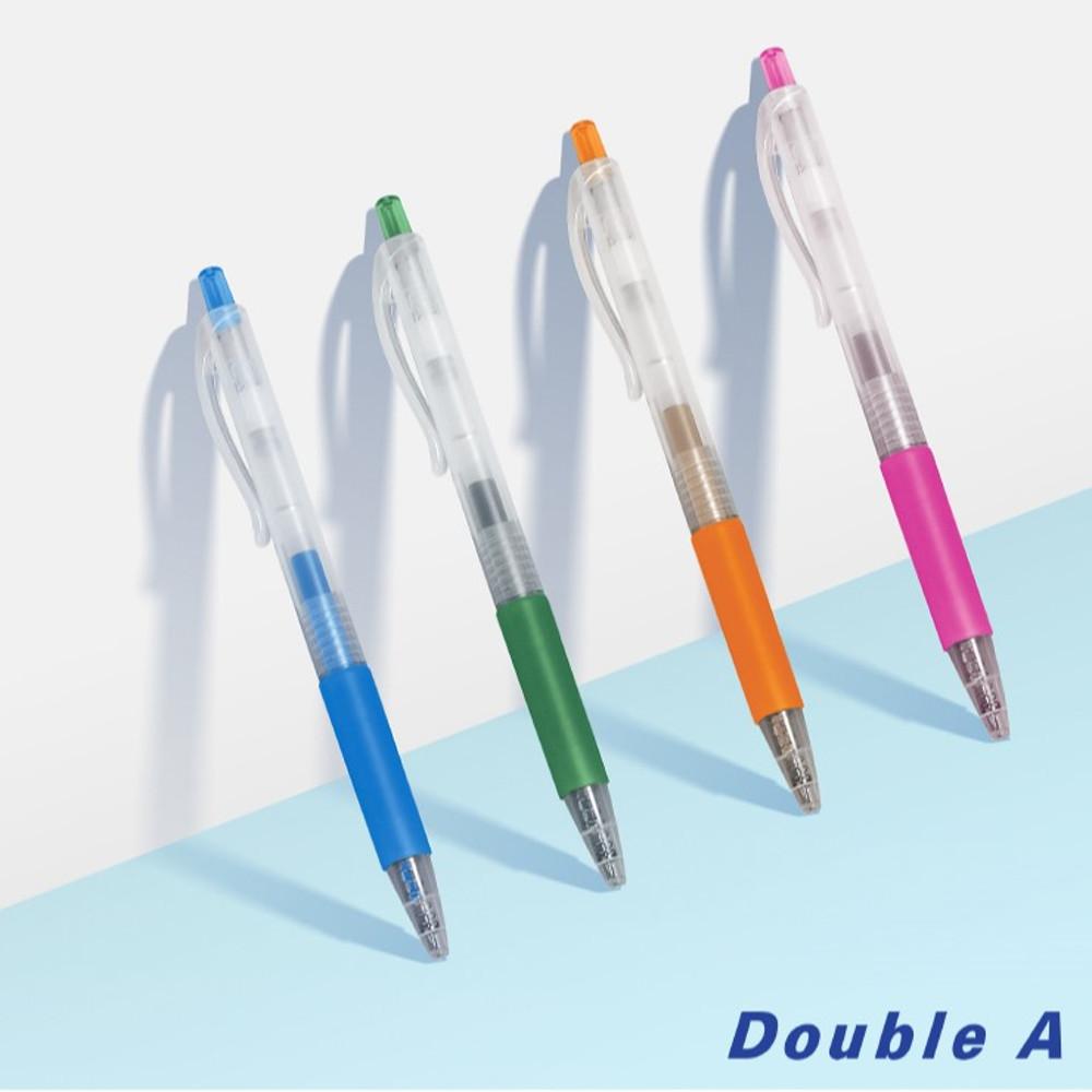 더블에이 실크 젤펜0.5mm  (오렌지/스카이블루/핑크/그린)