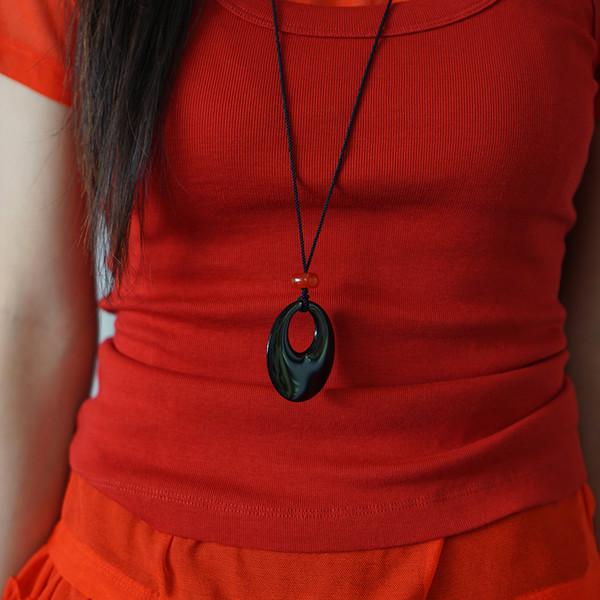 ONYX PENDANT LONG NECKLACE