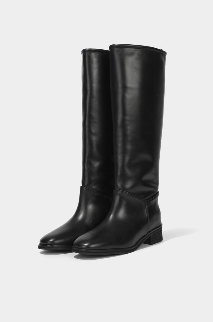 [SJSJ] 레더 패널 롱 부츠