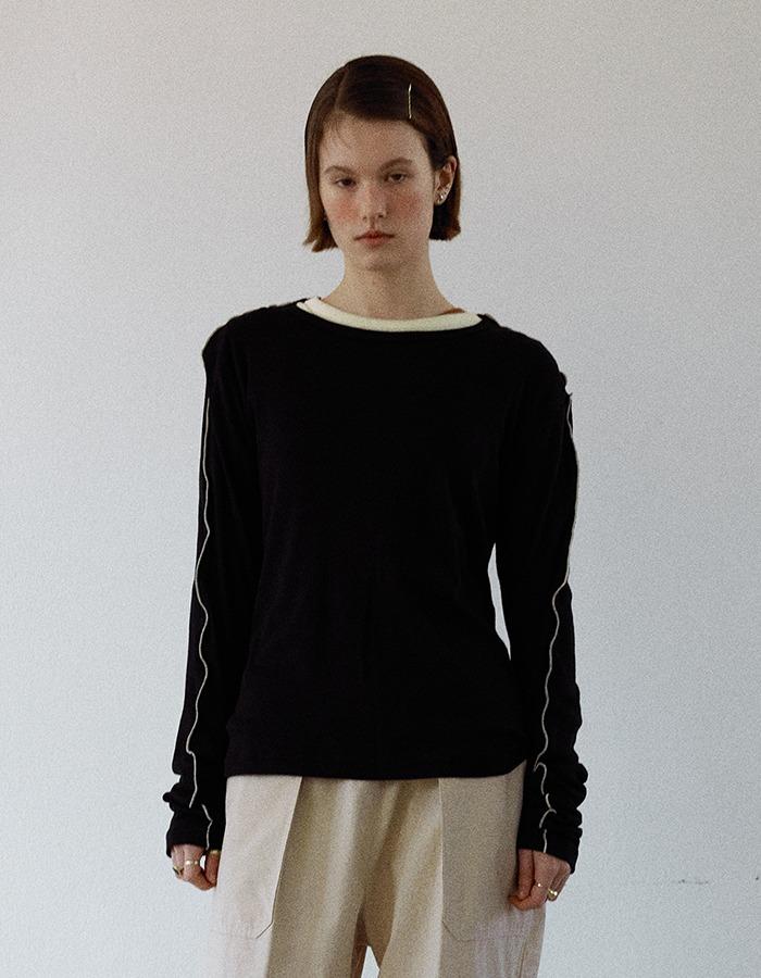 YOUNGOH) LINE POINTED LONGSLEEVE TS BLACK 2차 재입고