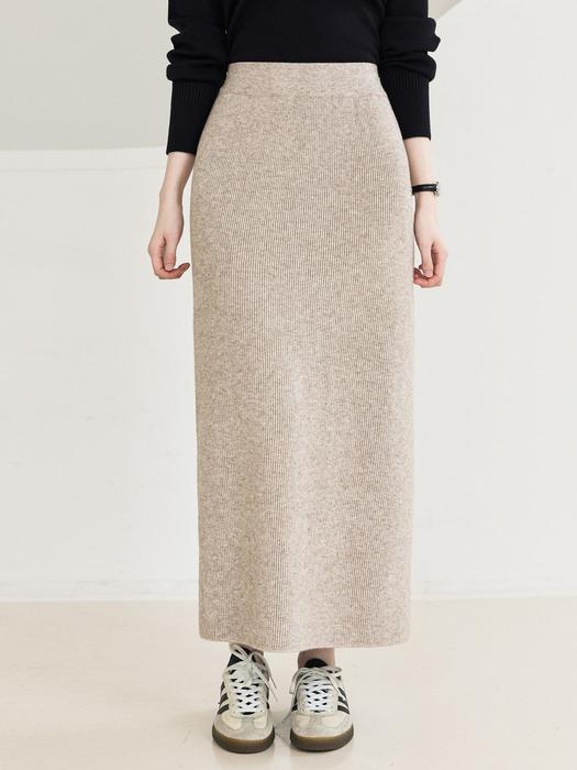 웜업 포근 밍크 기모 안감 골지 니트 롱 스커트_5color