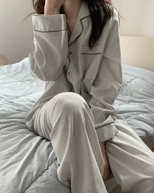 온오프미 [4천장 돌파] [unisex] 모노 면 긴팔 파자마 set - 2 size