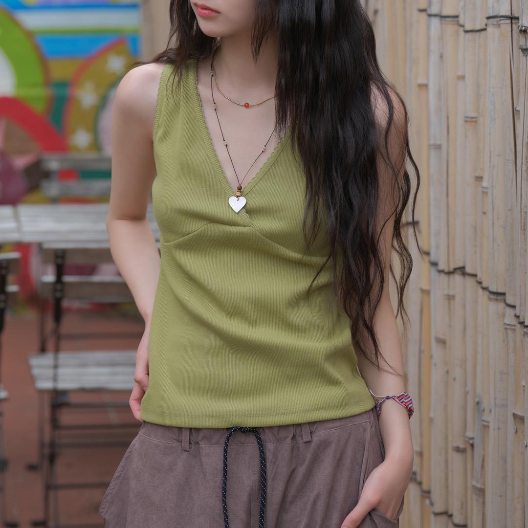 틸데서울 몰리 랩 레이스 골지 나시 4color