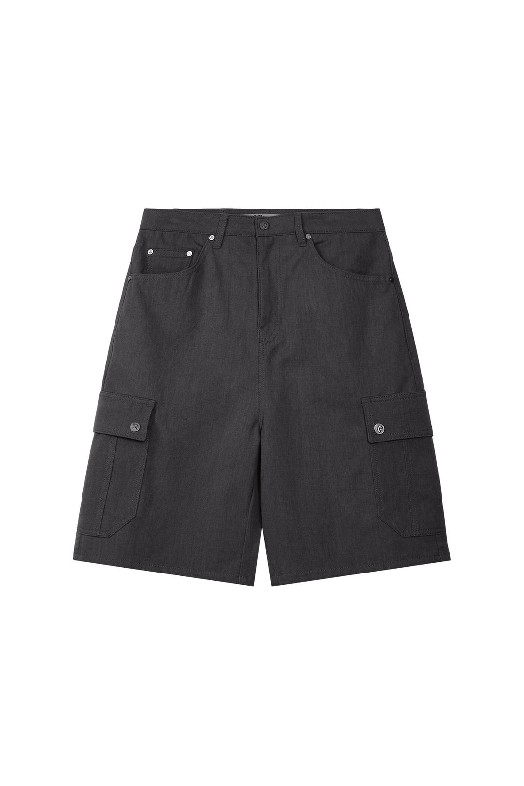 LOGO COTTON CARGO SHORTS - CHARCOAL
