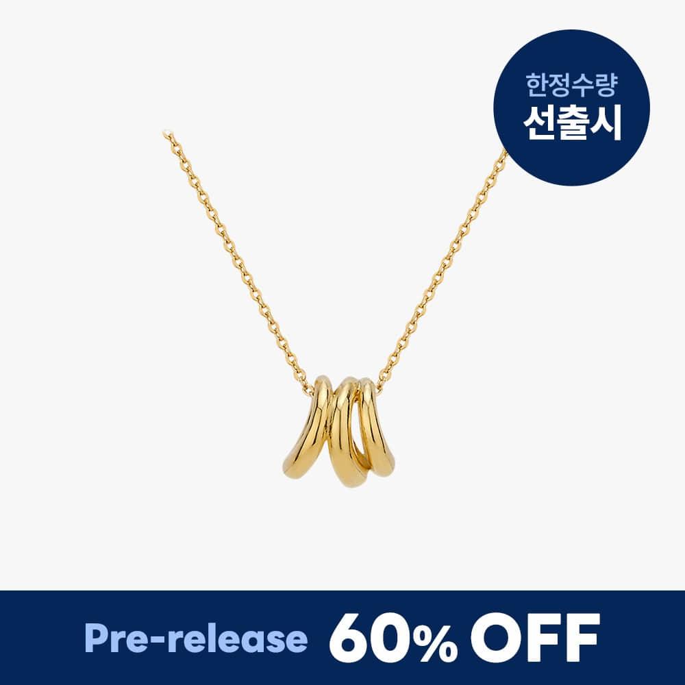 14KGP 트리플 볼드 웨이브 목걸이