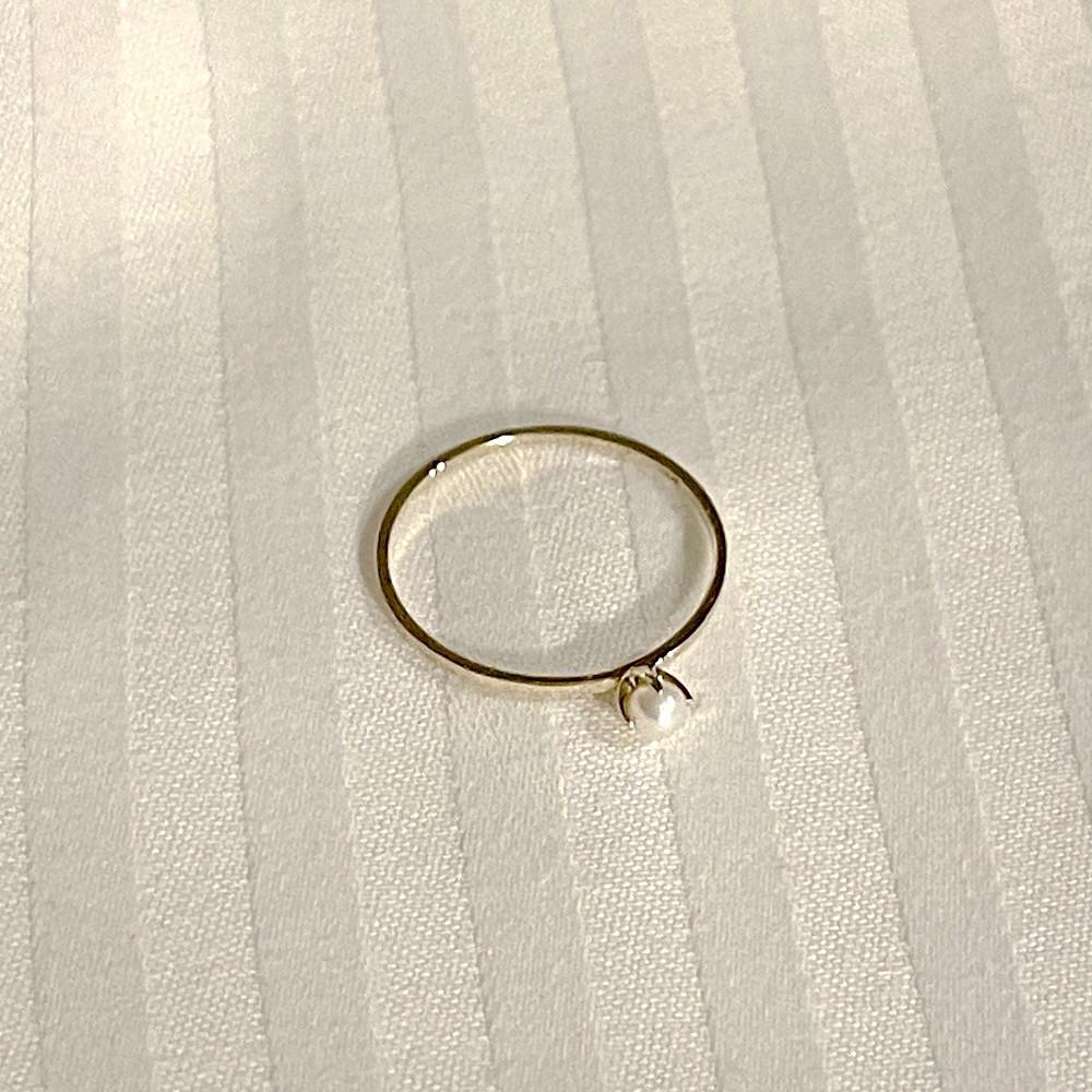 이쎄 14k 탄생석 담수 진주 심플 링 / 데일리 포인트 원석 금 반지
