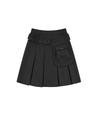 Ribbon Preppy Pleated Skirt Charcoal