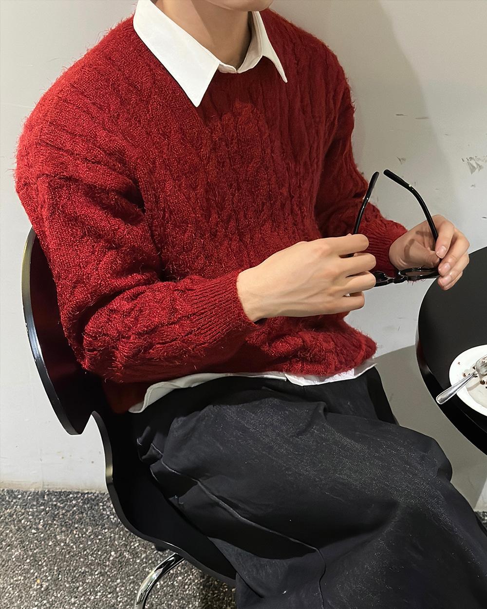 허니 케이블 앙고라 니트