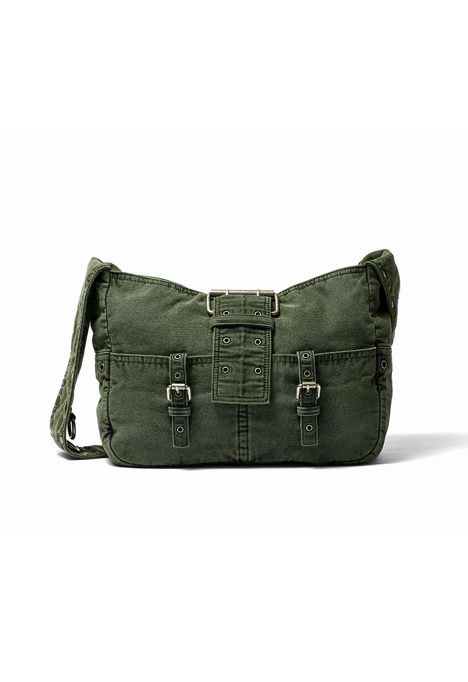STUD MESSENGER BAG, KHAKI