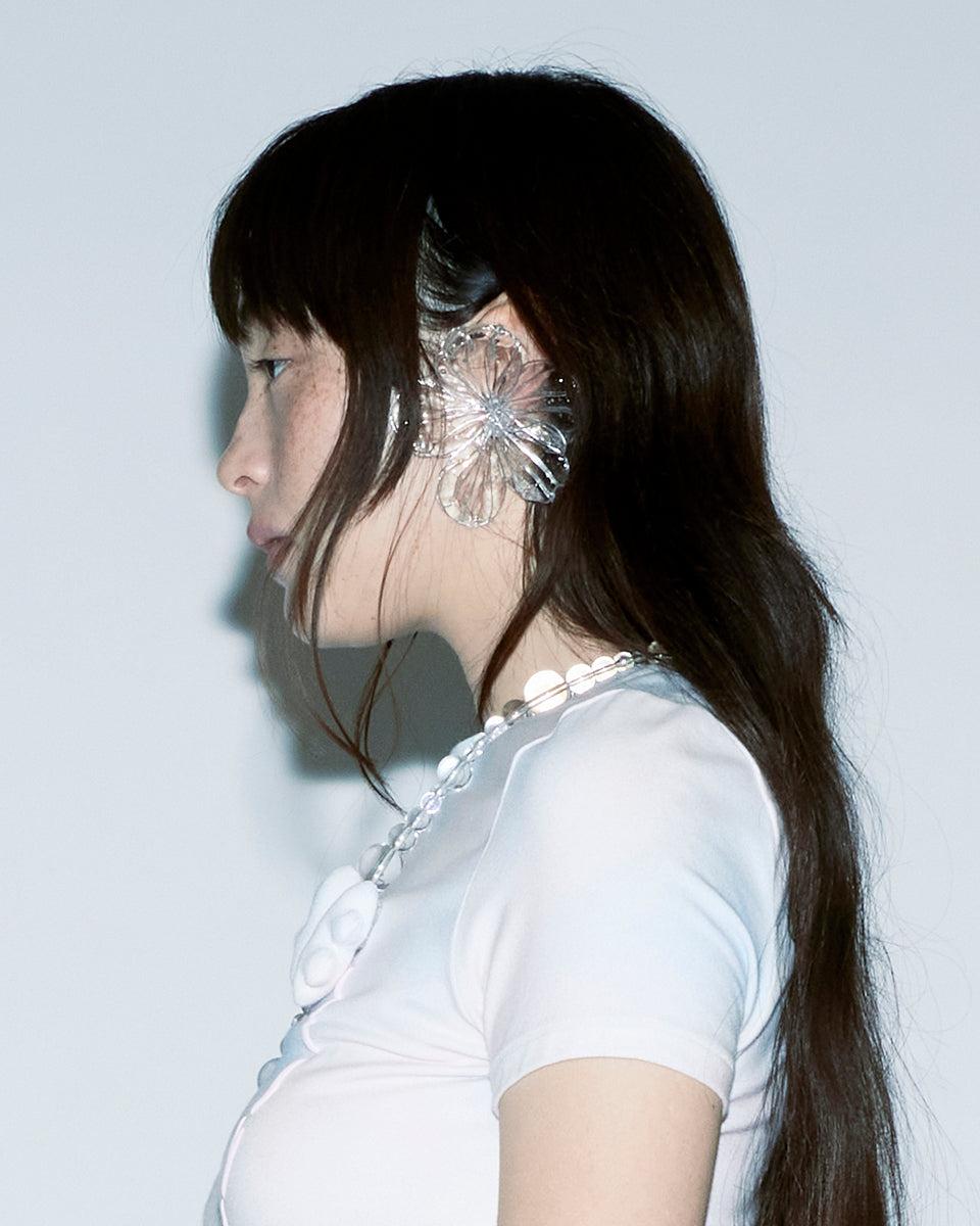 RESIN FLOWER CLEAR EARRING - SINGLE