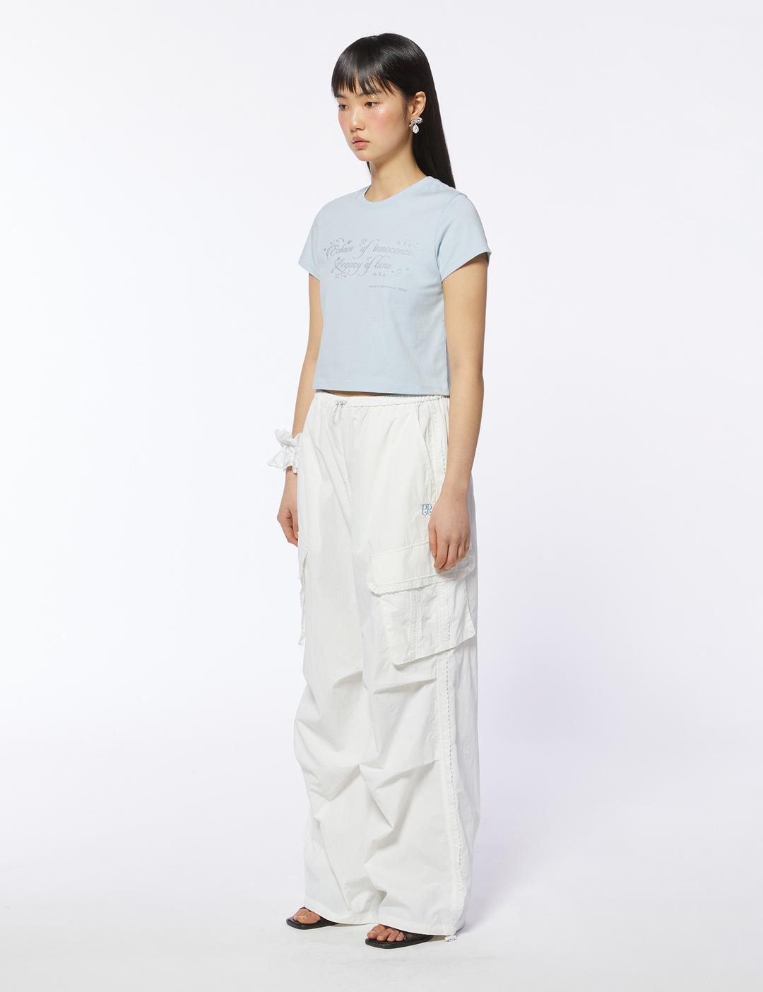 Lace Parachute Cargo Pants (white)