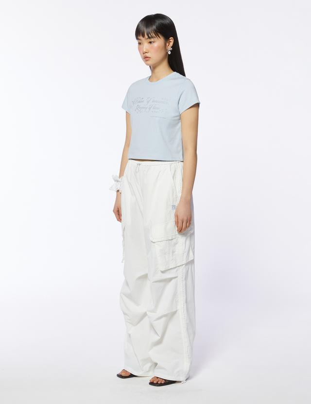 Lace Parachute Cargo Pants (white)