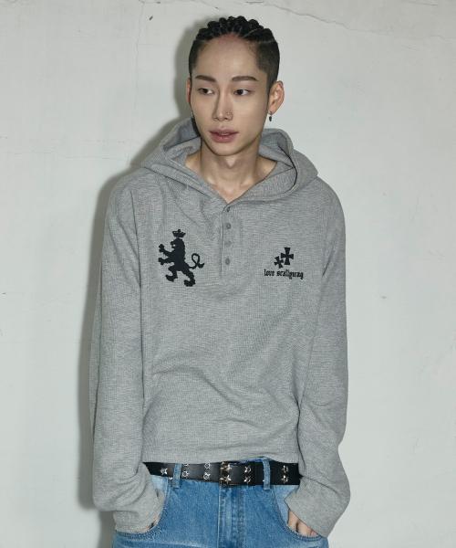 와플 헨리넥 후디[그레이]