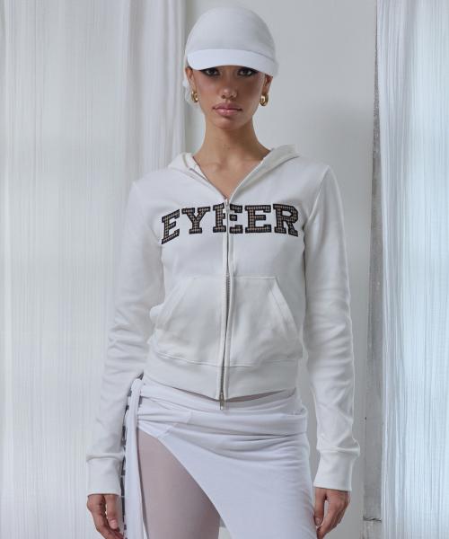 Patch Logo Slim Hooded Zip-up - White