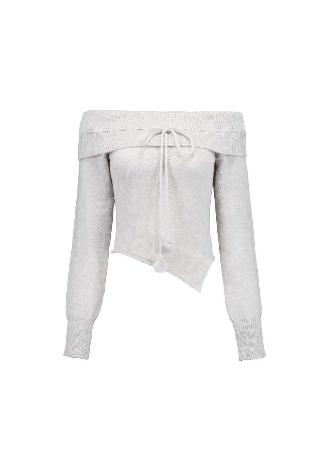 COTTON CANDY OFF-SHOULDER KNIT [GREY]