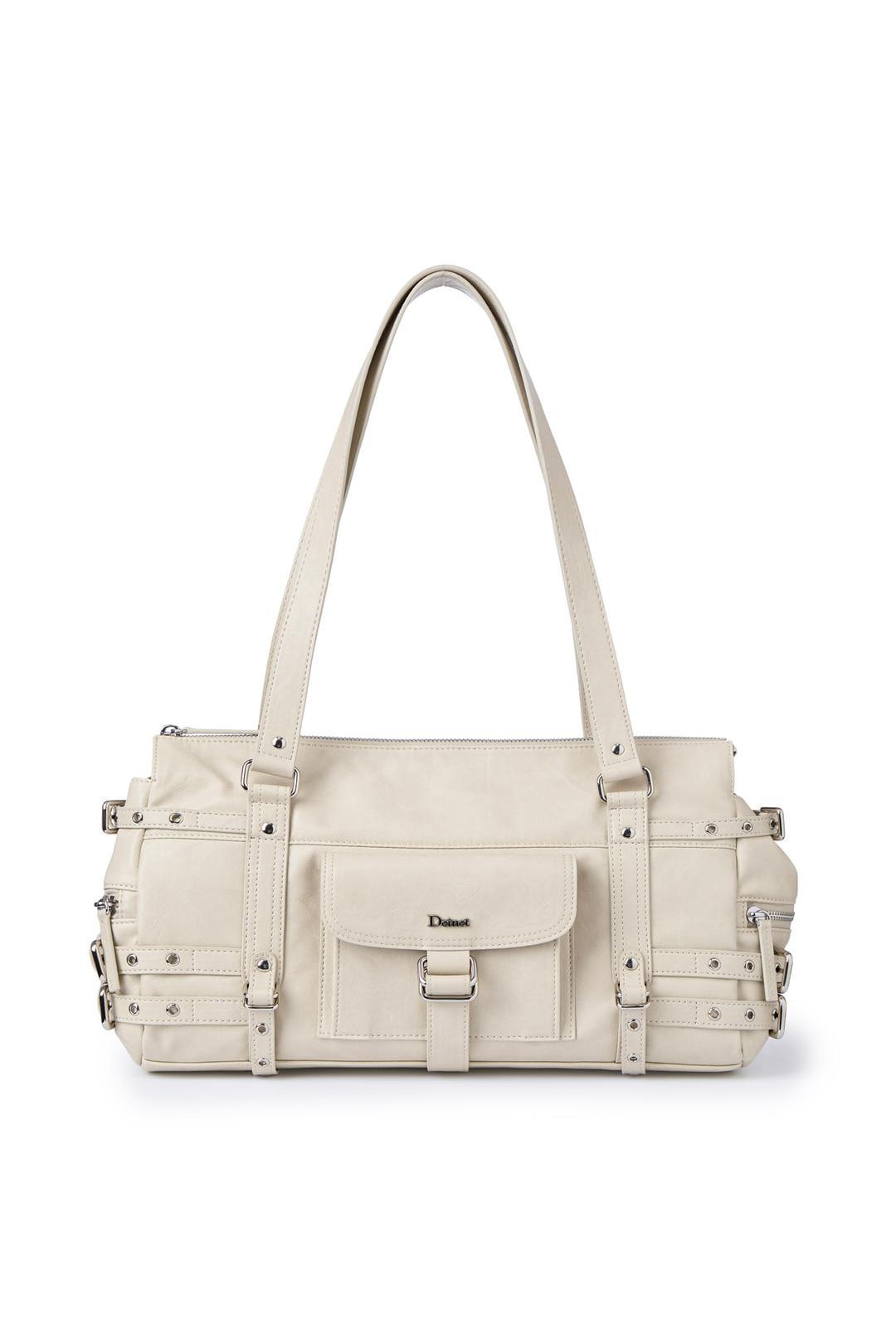 BELTED POCKET SHOULDER BAG IN BEIGE
