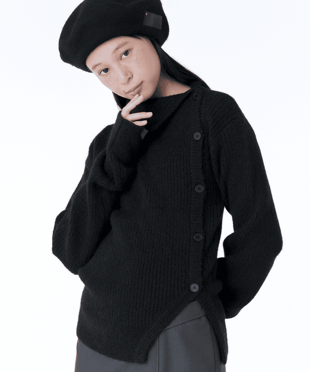 Side button knit BLACK