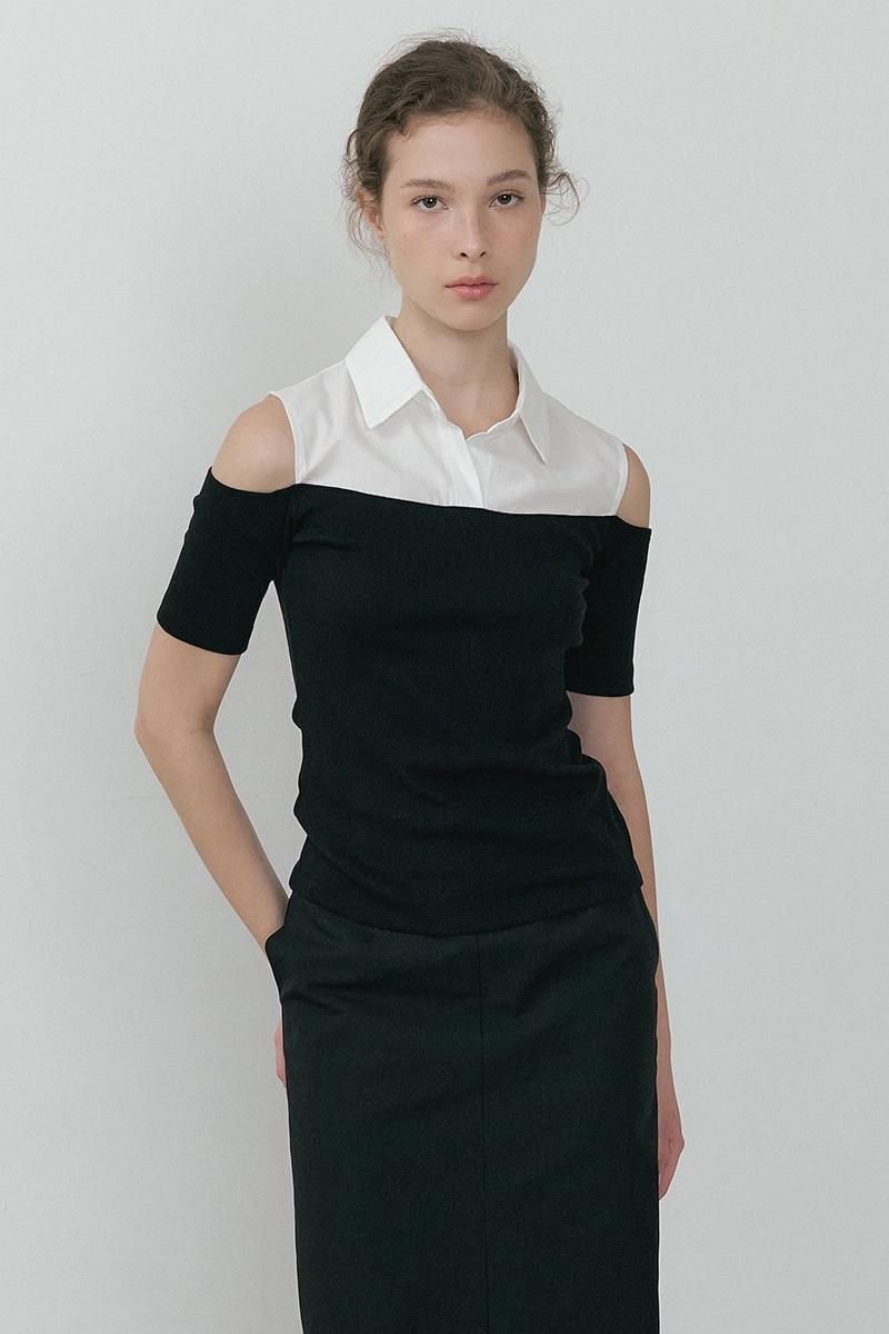 Lucir zu - Off-Shoulder Shirt Top (black)